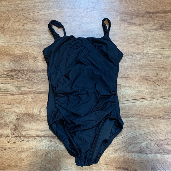 Lands' End Black One Piece Swimsuit Size 12 - Picture 1 of 11